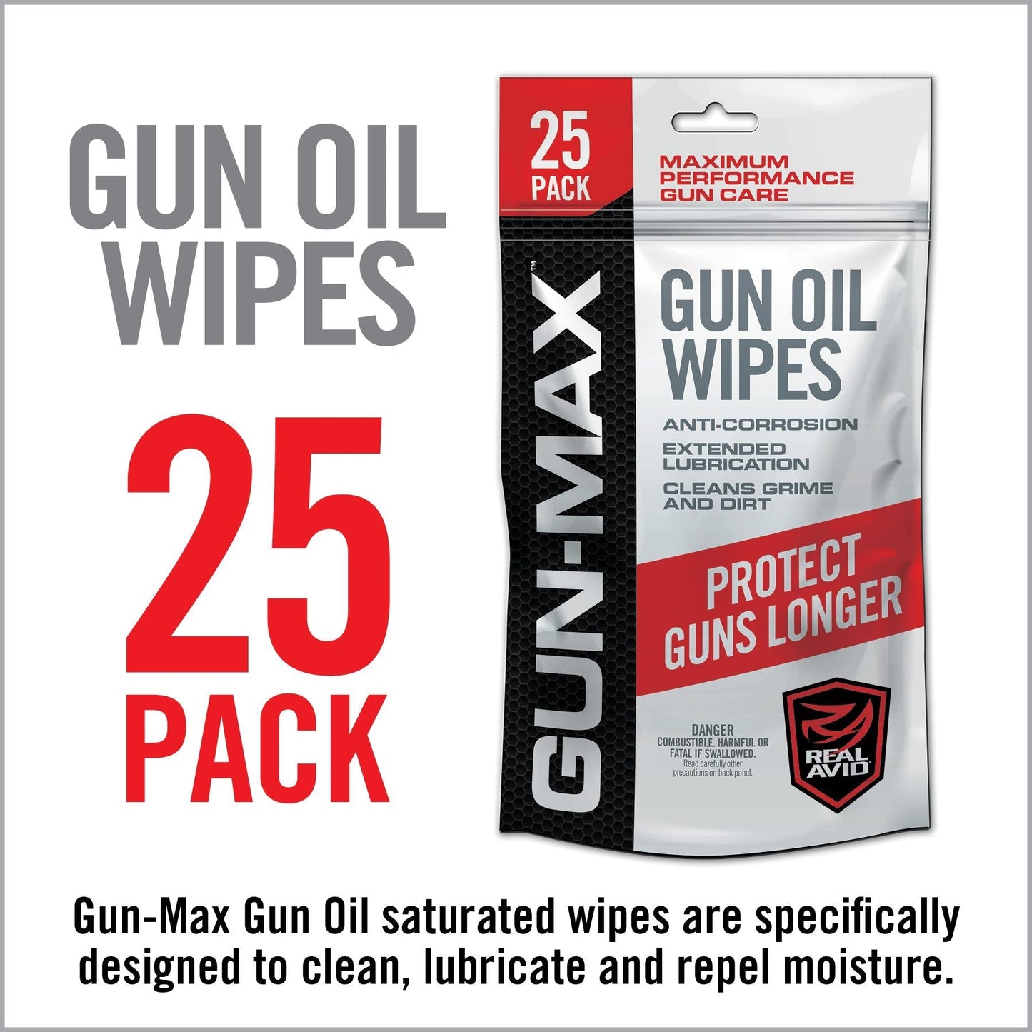 Gun-Max Gun Oil Wipes – 25 Pack